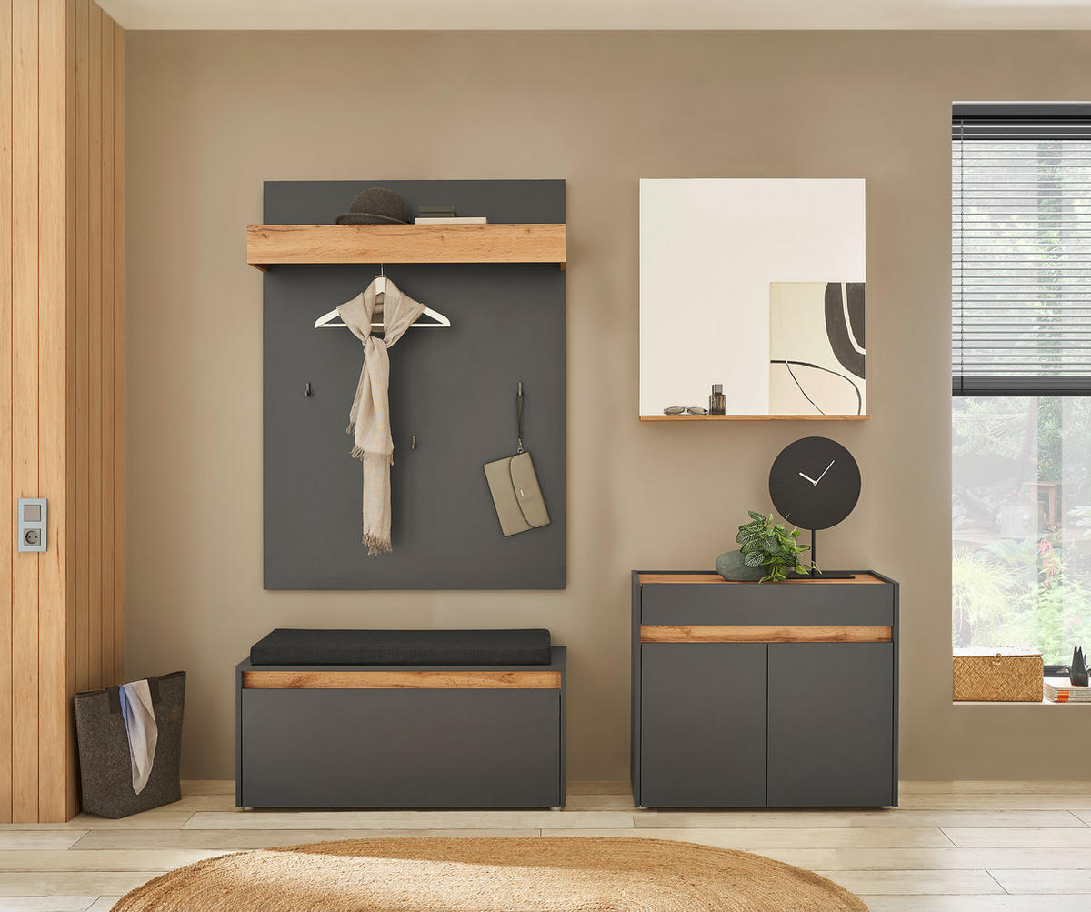 GARDEROBE 5-teilig  in 190/200/40 cm  - Anthrazit/Eiche Wotan, Design, Glas/Holzwerkstoff (190/200/40cm) - Modante
