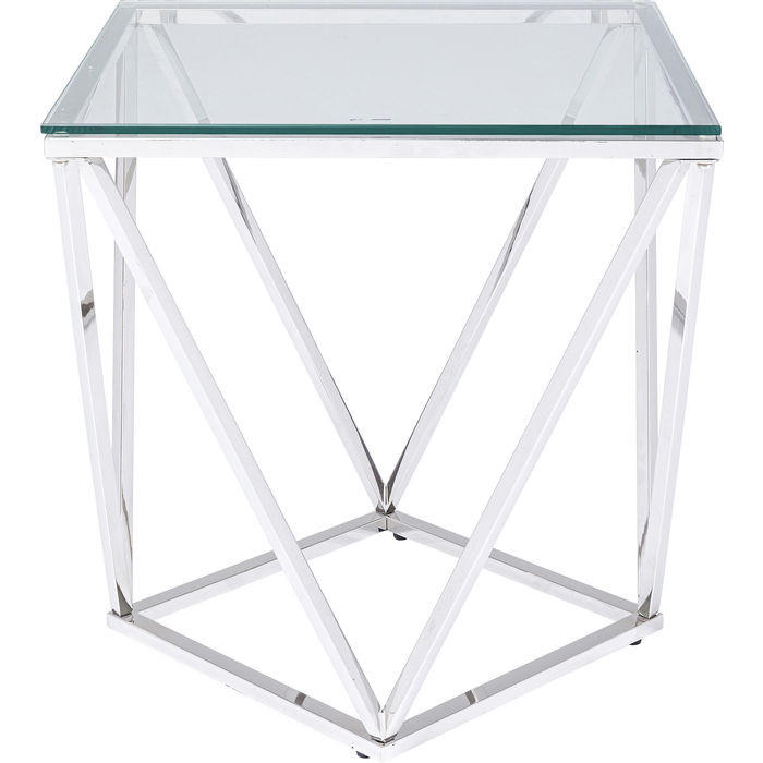 BEISTELLTISCH 50/50/55 cm Silberfarben quadratisch  - Silberfarben, Design, Glas/Metall (50/50/55cm) - Kare-Design