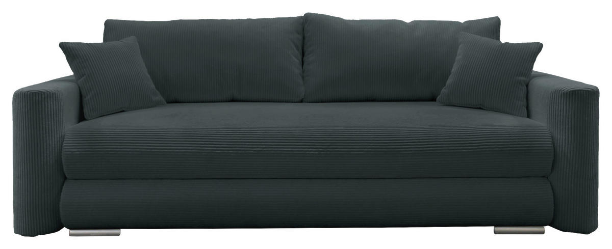 SCHLAFSOFA  mit Liegefunktion Cord Dunkelgrau  - Dunkelgrau/Silberfarben, Design, Kunststoff/Textil (232/88/105cm) - MID.YOU