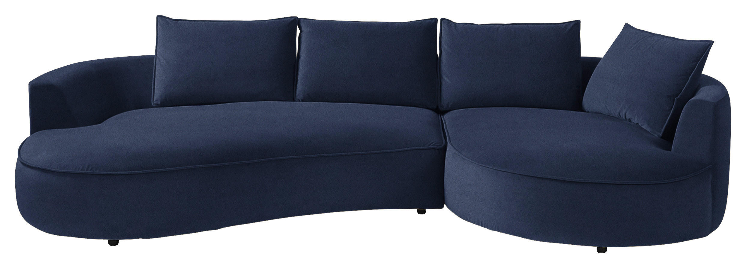 BIGSOFA Samt Dunkelblau  - Schwarz/Dunkelblau, Design, Kunststoff/Textil (322/66/154cm) - home24