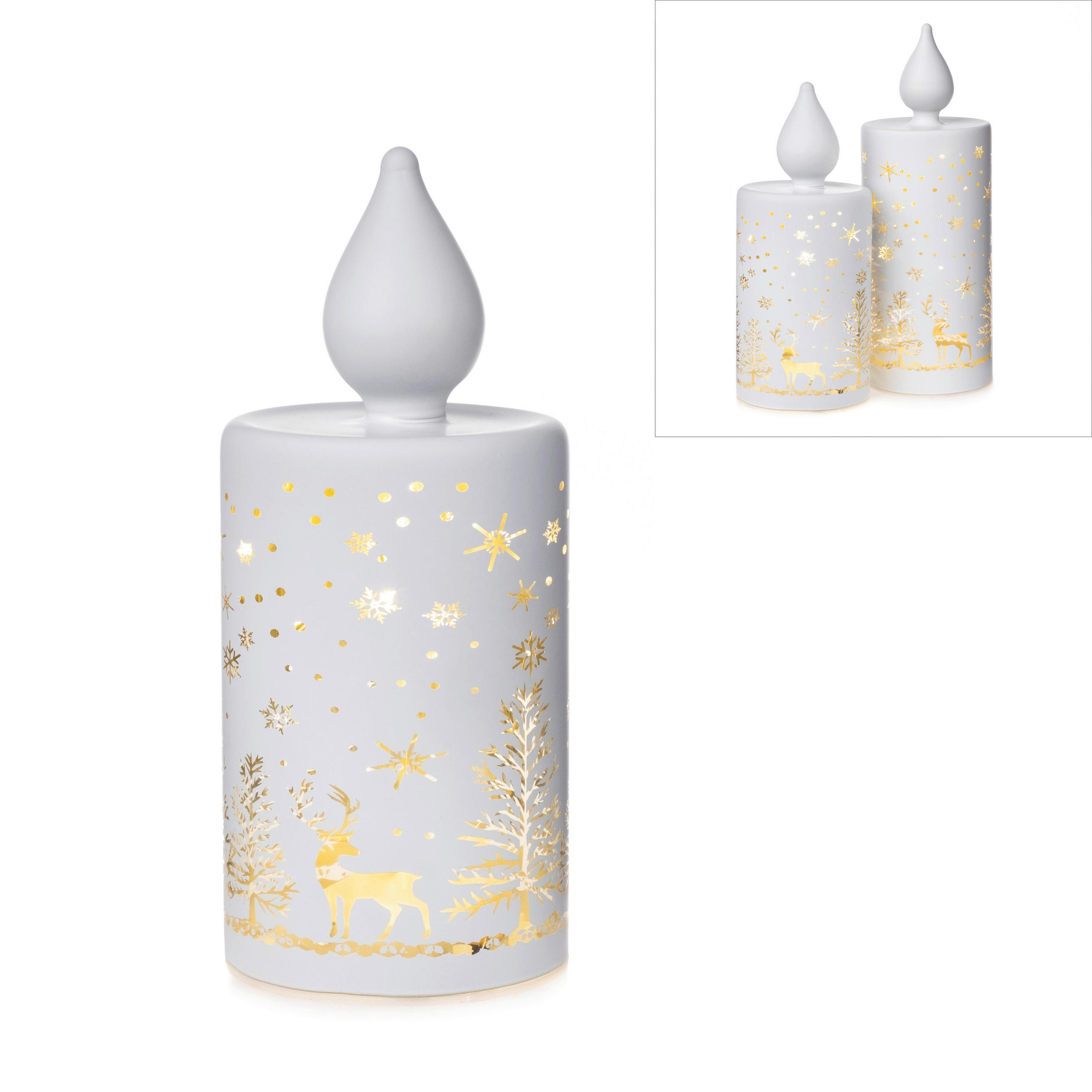 KERZE MIT LED  - Weiß, LIFESTYLE, Glas (7,5/17cm) - X-Mas