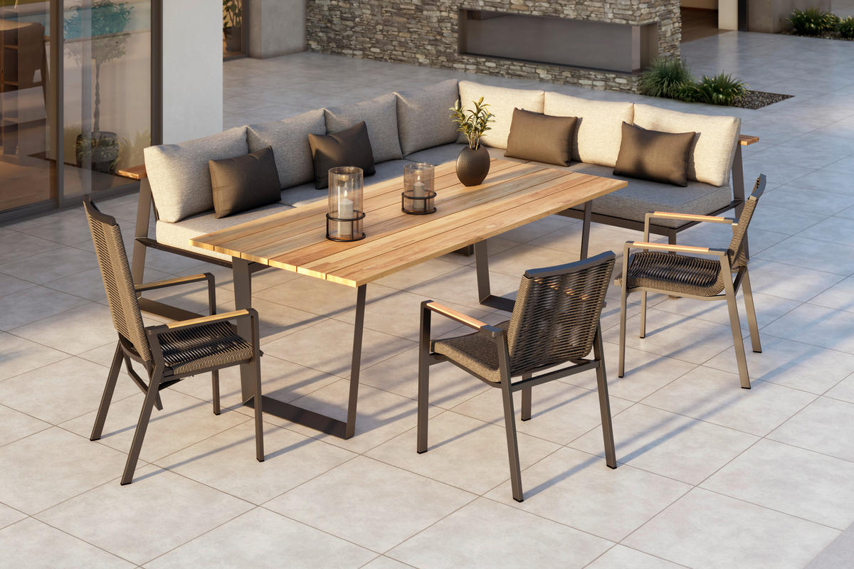 RÜCKENLEHNE 88/25,5/41,5 cm Teakholz  Aluminium  - Anthrazit/Teakfarben, Design, Holz/Metall (88/25,5/41,5cm) - Amatio