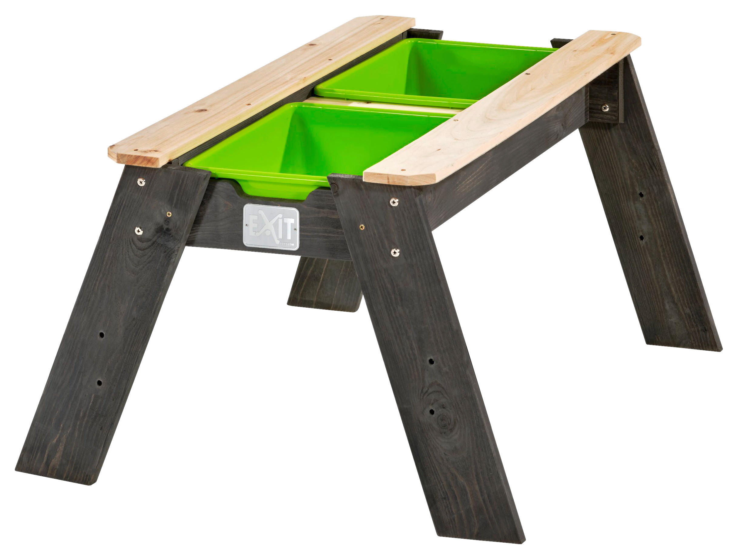 SAND- UND WASSERTISCH Holz Grau  - Grau/Grün, KONVENTIONELL, Holz/Kunststoff (69/94/50cm) - EXIT Toys