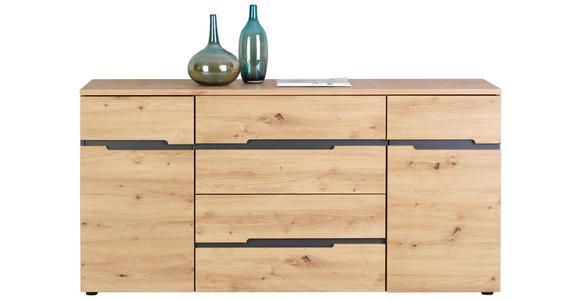 SIDEBOARD Graphitfarben, Eiche Artisan  165/82/44 cm  - Graphitfarben/Schwarz, Trend, Holzwerkstoff/Kunststoff (165/82/44cm) - Carryhome