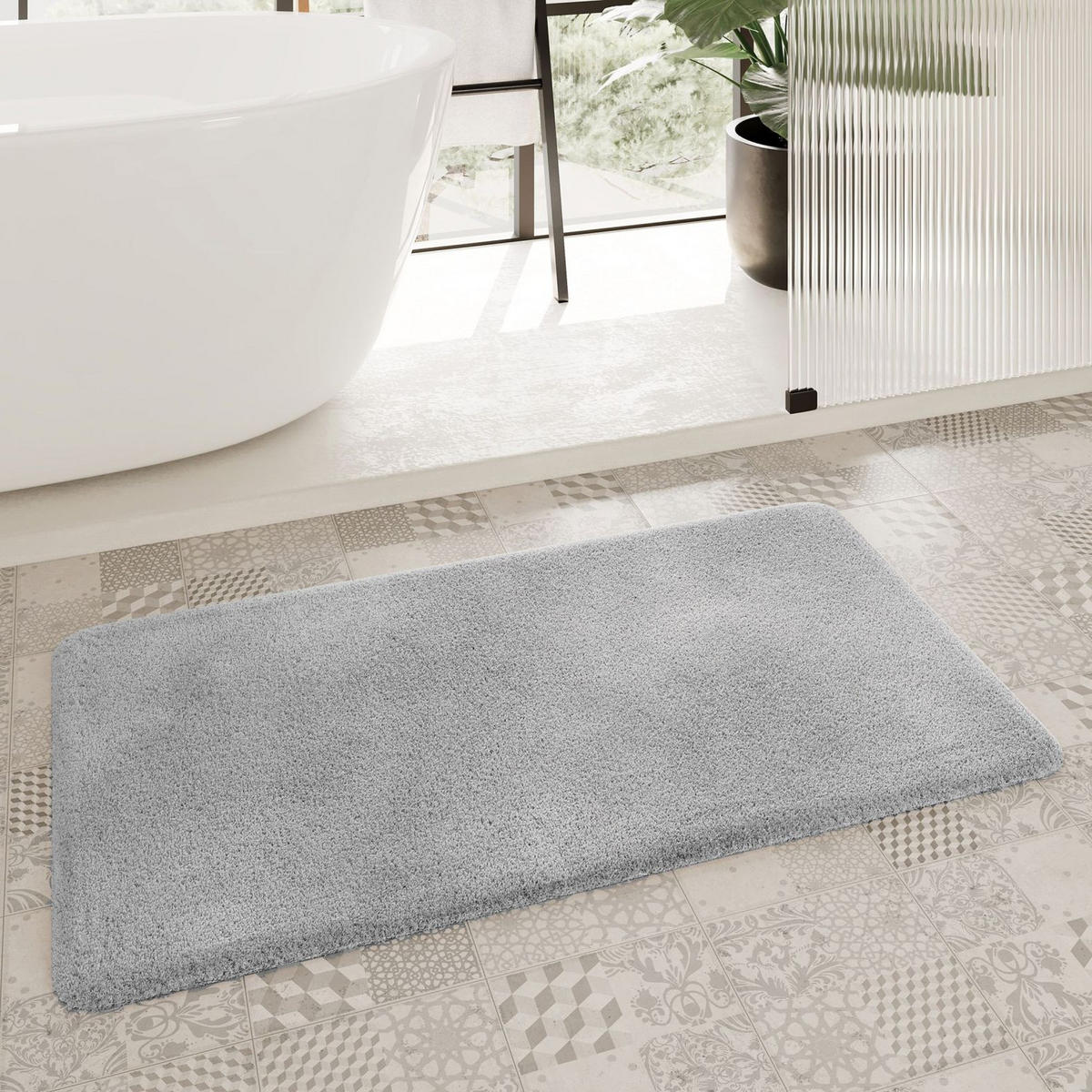 BADTEPPICH Grau 55/65 cm  - Grau, Basics, Kunststoff/Textil (55/65cm) - WECON HOME