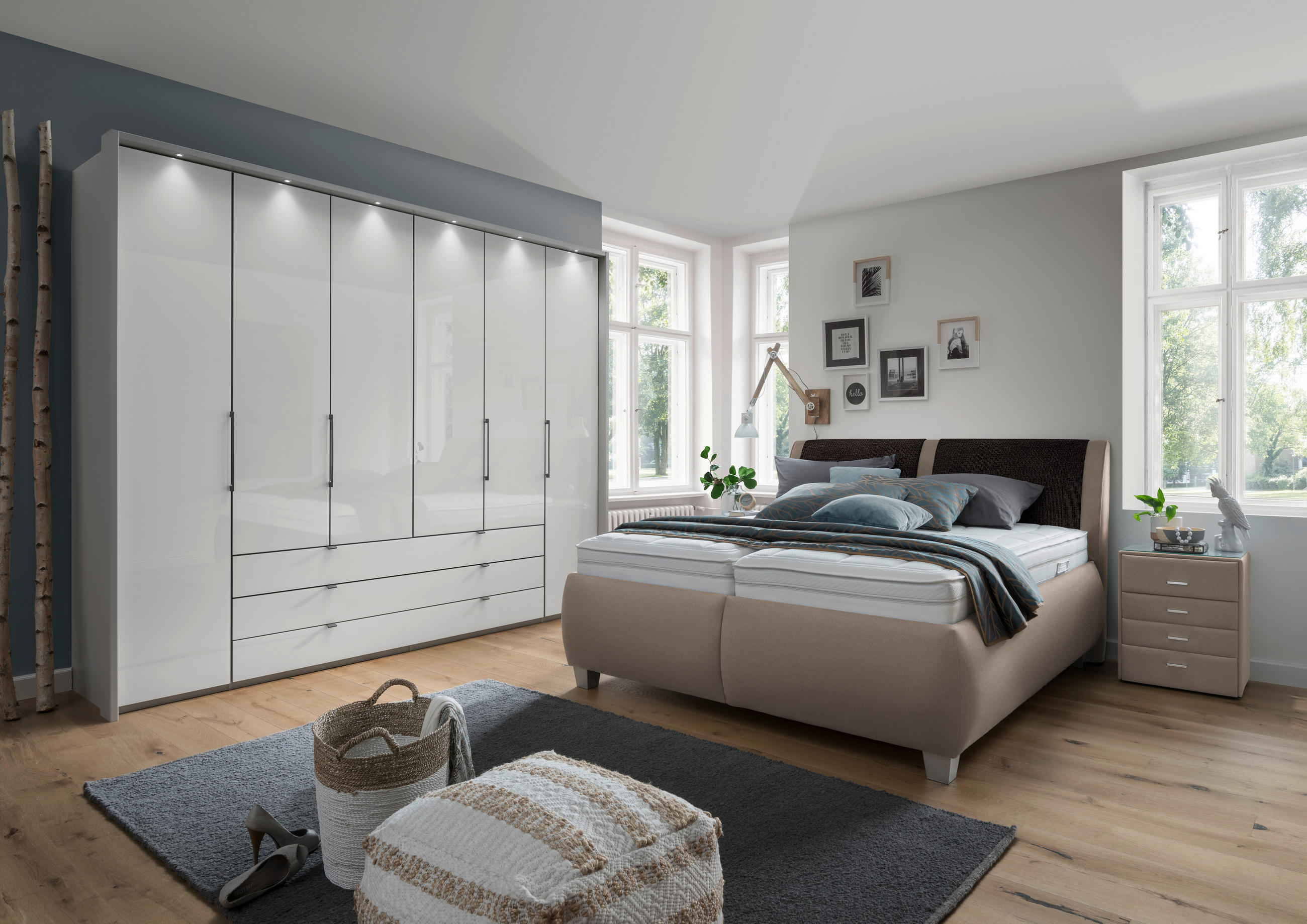 POLSTERBETT 160/200 cm  in Graubraun  - Weiss/Graubraun, Design, Holzwerkstoff/Kunststoff (160/200cm) - Beldomo - Sleep
