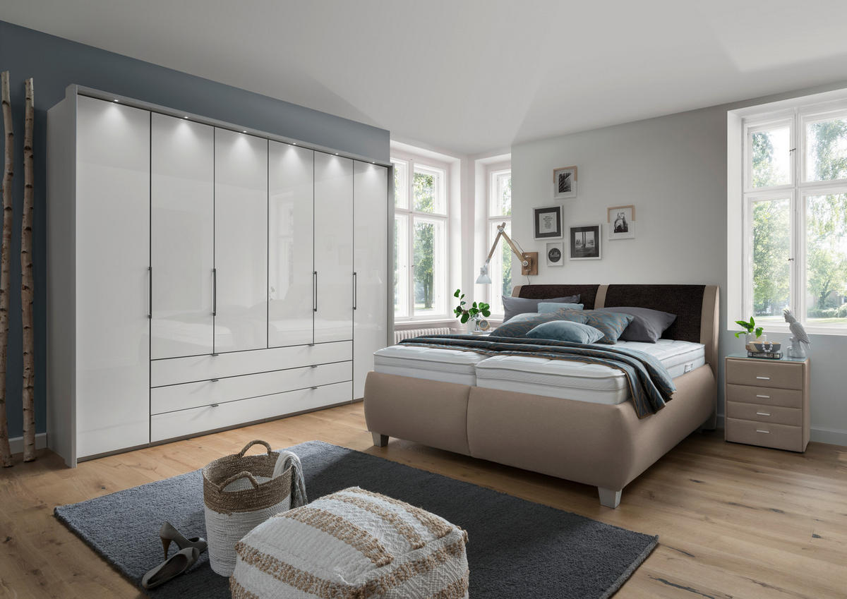 POLSTERBETT 180/200 cm  in Graubraun  - Weiss/Graubraun, Design, Holzwerkstoff/Kunststoff (180/200cm) - Beldomo - Sleep