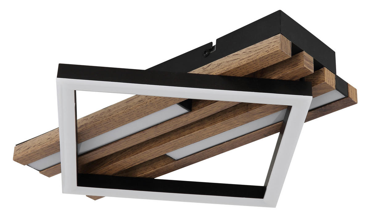 STROPNÍ LED SVÍTIDLO, 33/31/7.5 cm - bílá/tmavě hnědá, Natur, kov/kompozitní dřevo (33/31/7.5cm) - Globo