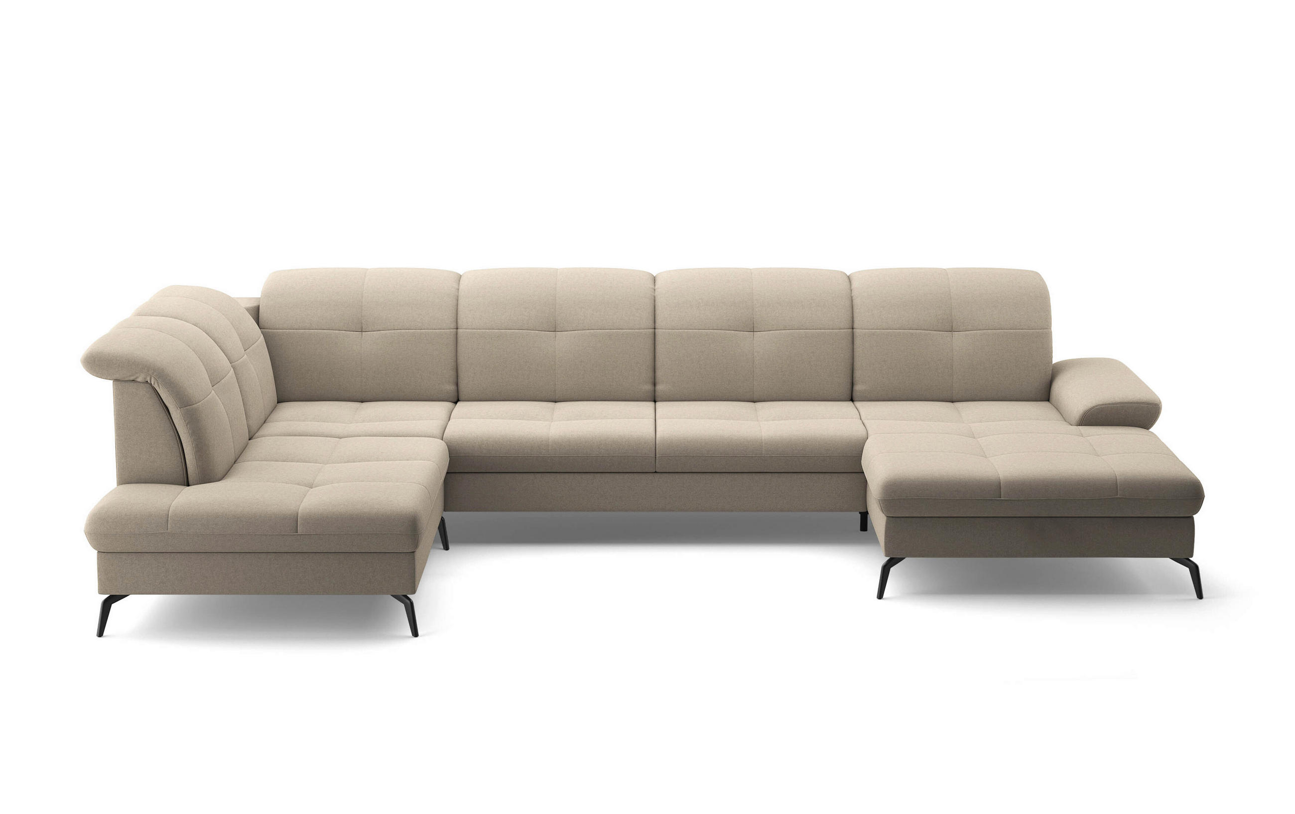 WOHNLANDSCHAFT in Flachgewebe Taupe  - Taupe/Schwarz, Konventionell, Textil/Metall (231/357/185cm) - Sit & More