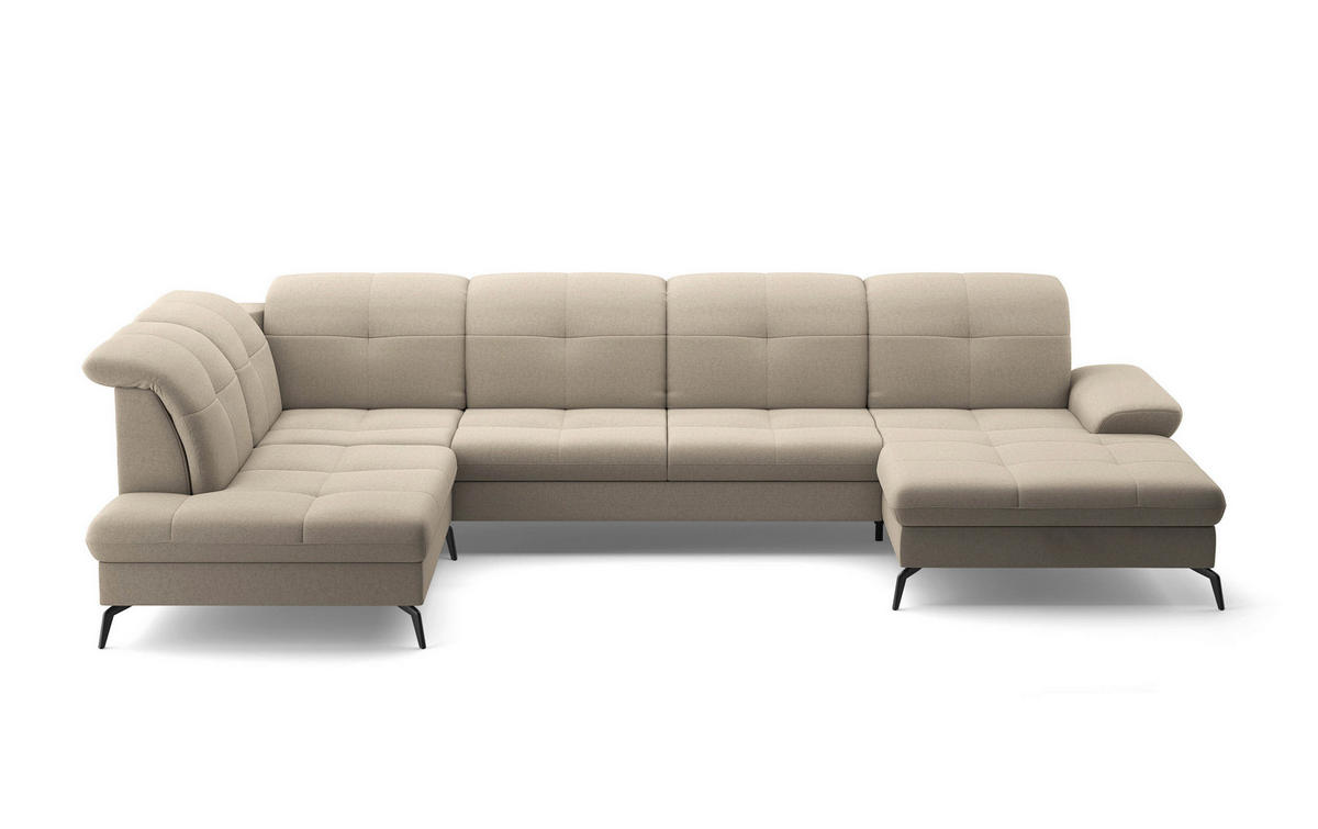 WOHNLANDSCHAFT in Flachgewebe Taupe  - Taupe/Schwarz, Konventionell, Textil/Metall (231/357/185cm) - Sit & More