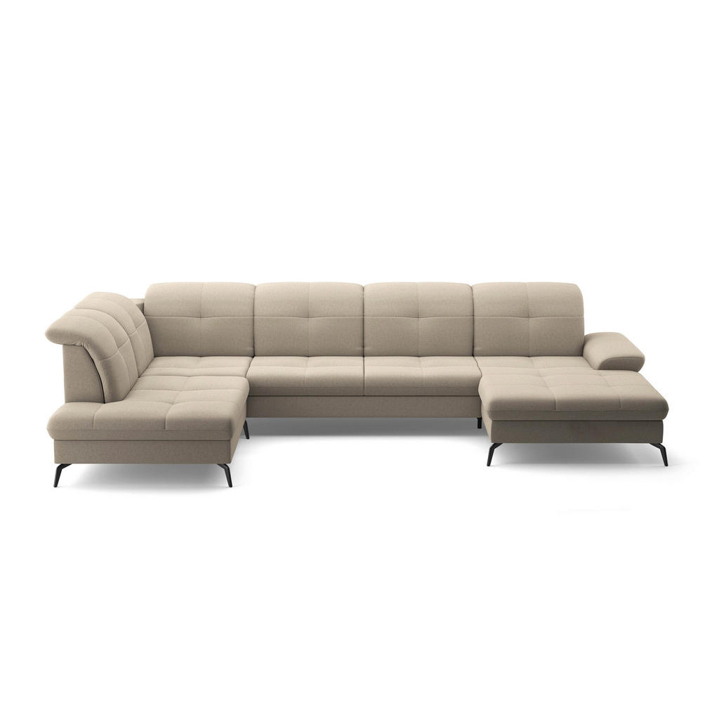 Thumbnail - Sit & More Wohnlandschaft, Taupe, Textil, 6.5-Sitzer, Ottomane links, U-Form, 357x231 cm, Goldenes M, Oeko-Tex® Standard...