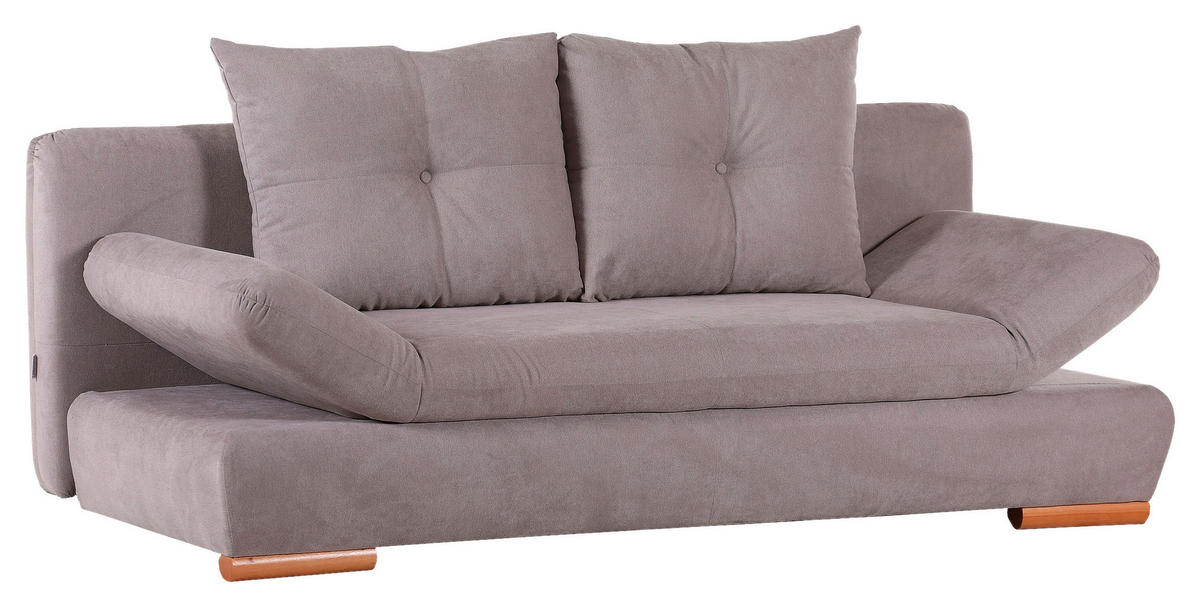 SCHLAFSOFA Flachgewebe Hellbraun  - Hellbraun/Buchefarben, Design, Holz/Textil (200/75/92cm) - Carryhome