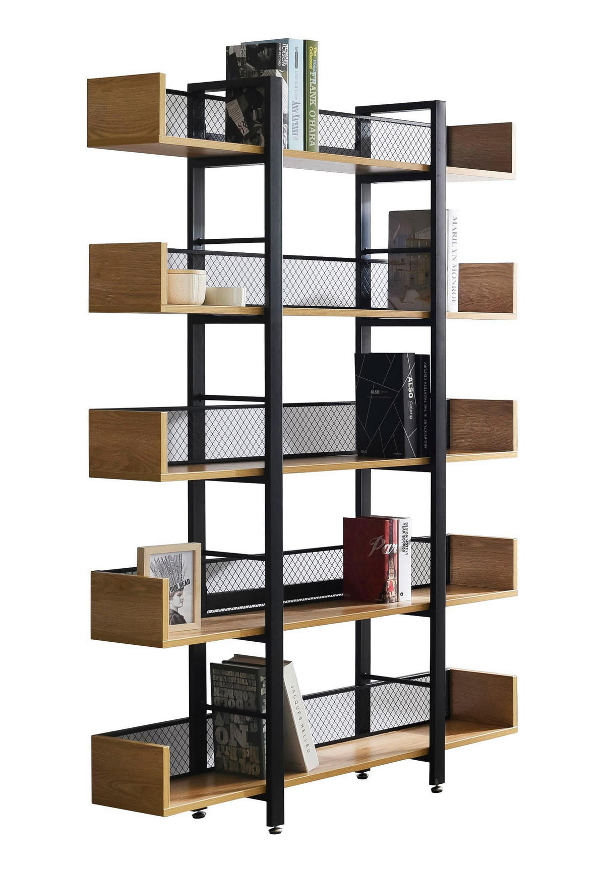 REGAL  120/180/30 cm Naturfarben, Schwarz  - Schwarz/Naturfarben, Design, Holzwerkstoff/Metall (120/180/30cm) - Livetastic