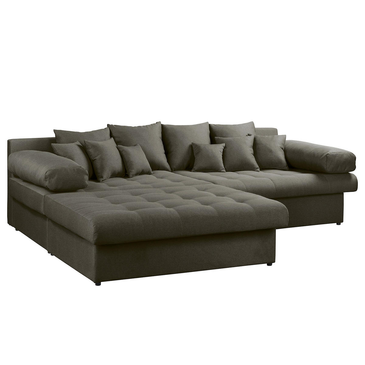 ECKSOFA Naomi Dunkelgrau Mikrofaser Rückenkissen  - Dunkelgrau/Schwarz, Design, Kunststoff/Textil (243/284cm) - P & B