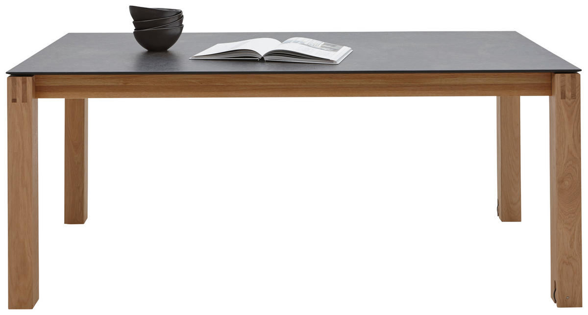 ESSTISCH Graphitfarben, Eichefarben rechteckig  ausziehbar, in verschiedenen Größen erhältlich, in verschiedenen Holzarten erhältlich, Variantenauswahl  - Eichefarben/Graphitfarben, Design, Holz/Kunststoff (180-280/90/75cm) - Dieter Knoll