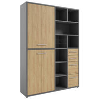 AKTENSCHRANK Eiche Grau, Hickory  - Grau/Hickory, MODERN, Glas/Holz (154,9/215,4/40cm)
