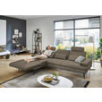 ECKSOFA in Echtleder Greige  180/310 cm  - Greige/Schwarz, Design, Leder/Metall (180/310cm) - Dieter Knoll