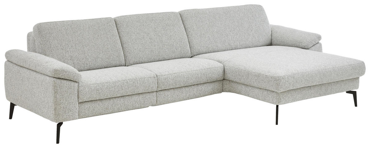 ECKSOFA  in Chenille Silberfarben  309/171 cm  - Silberfarben/Schwarz, Design, Textil/Metall (309/171cm) - Valdera