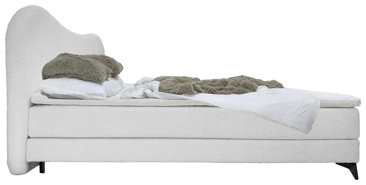 POLSTERBETT Perlmutt 160/200 cm  - Perlmutt/Schwarz, MODERN, Textil/Metall (160/200cm) - Livetastic