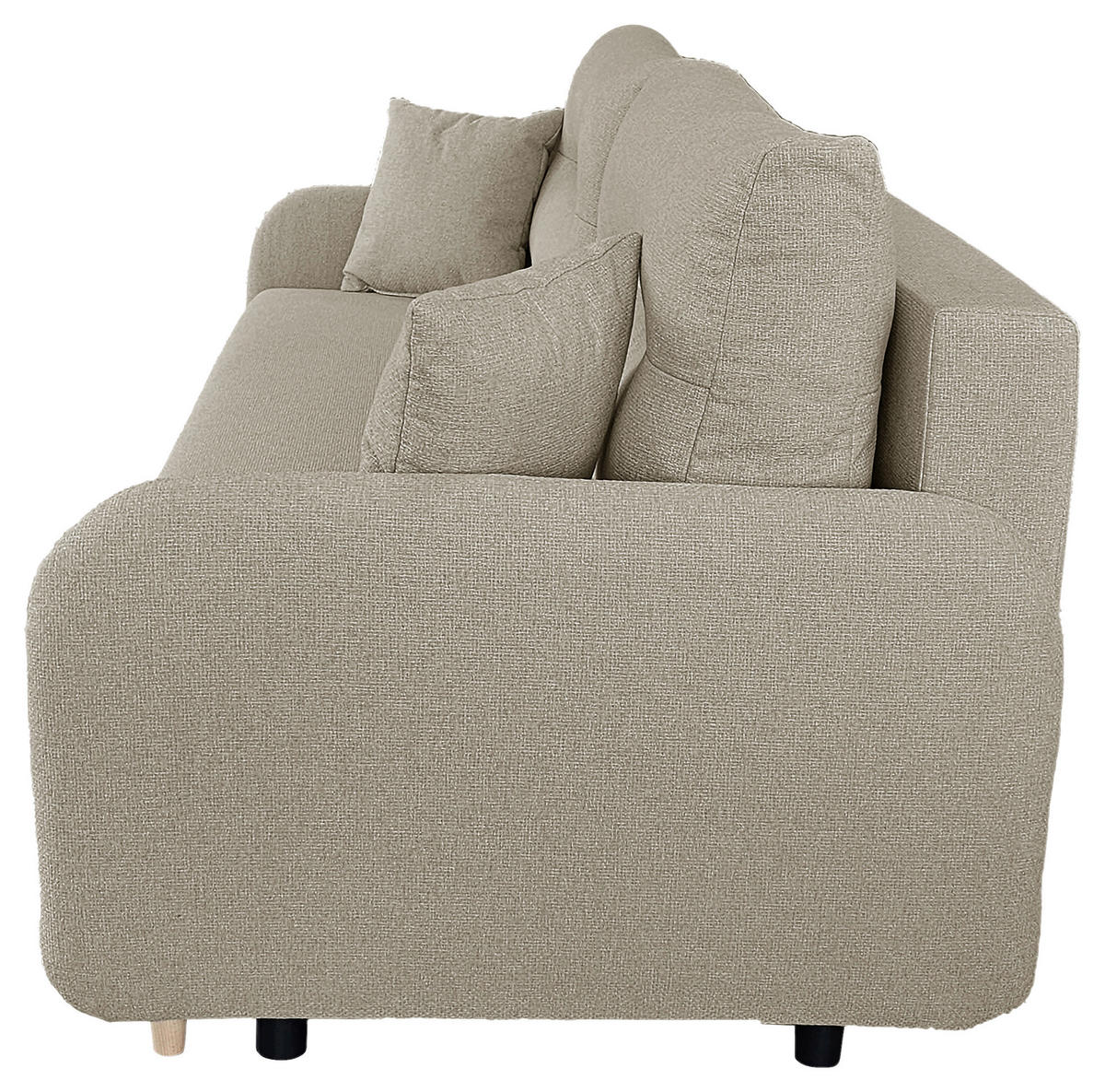 SCHLAFSOFA Flachgewebe Beige  - Beige/Schwarz, Design, Holz/Kunststoff (206/88/93cm) - MID.YOU