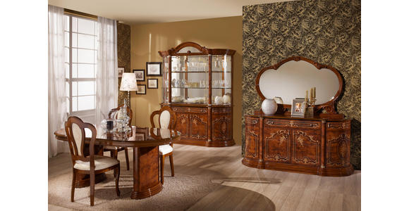 ECKVITRINE in Nussbaumfarben, Goldfarben - Goldfarben/Nussbaumfarben, LIFESTYLE, Glas/Holzwerkstoff (56/205/56cm) - Cantus