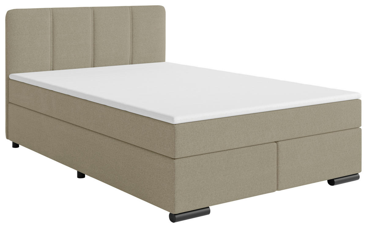 BOXSPRINGBETT 120/200 cm  in Beige  - Beige/Schwarz, MODERN, Karton/Holz (120/200cm) - MID.YOU