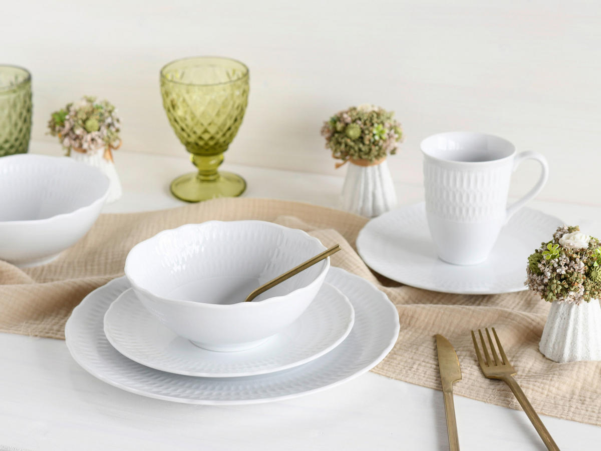 KOMBINOVANÁ SOUPRAVA, 16dílné, porcelán - bílá, Design, keramika - Creatable