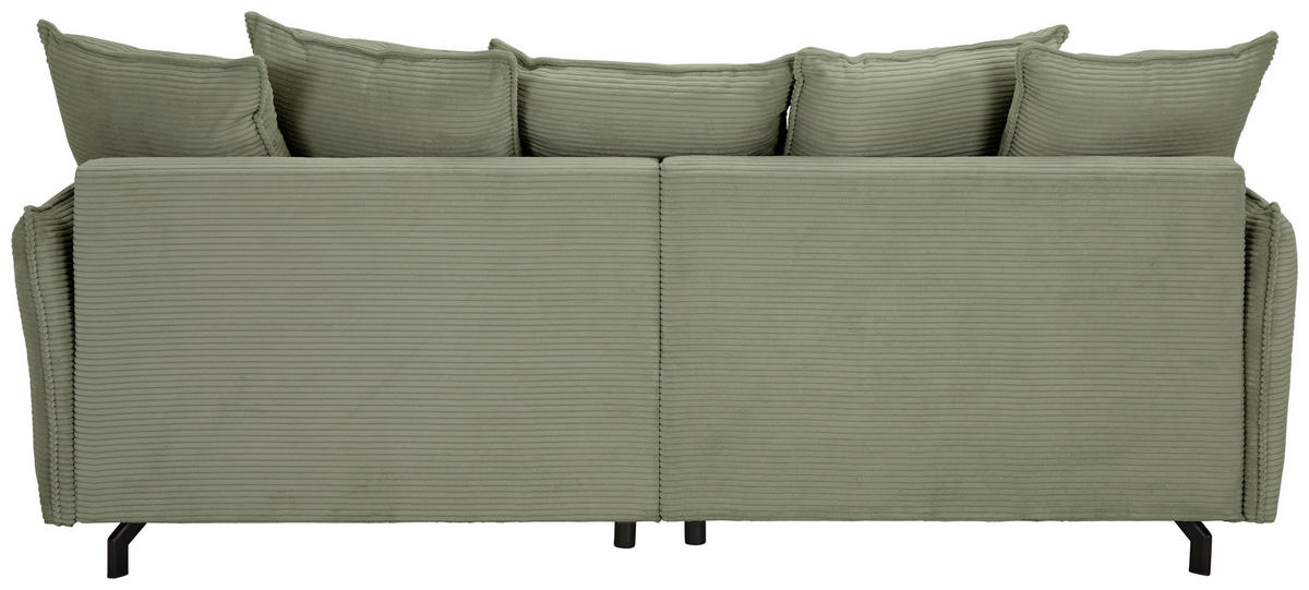 BIGSOFA in Cord Olivgrün  - Schwarz/Olivgrün, Design, Textil/Metall (226/91/103cm) - Carryhome