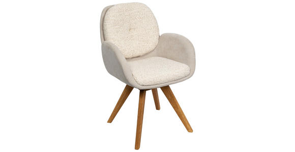 ARMLEHNSTUHL  in Webstoff  - Eichefarben/Beige, Design, Holz/Textil (59/90/64cm) - Linea Natura