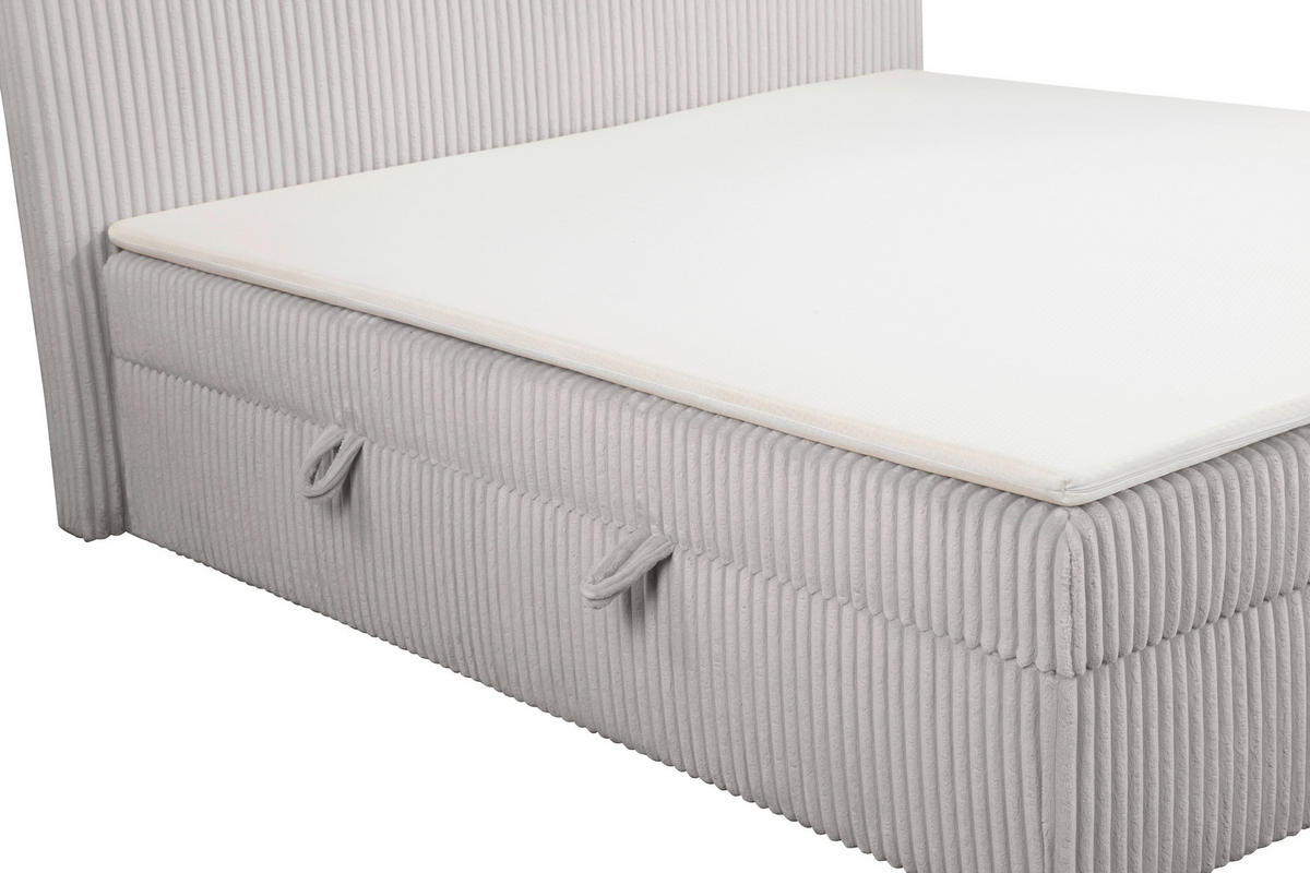 BOXBETT 180/200 cm,  in Grau, gepolstertes Kopfteil, Bettkasten, Topper, Matratzen, H3 + H3 = fest  - Schwarz/Grau, Basics, Kunststoff/Textil (180/200cm) - Chameo