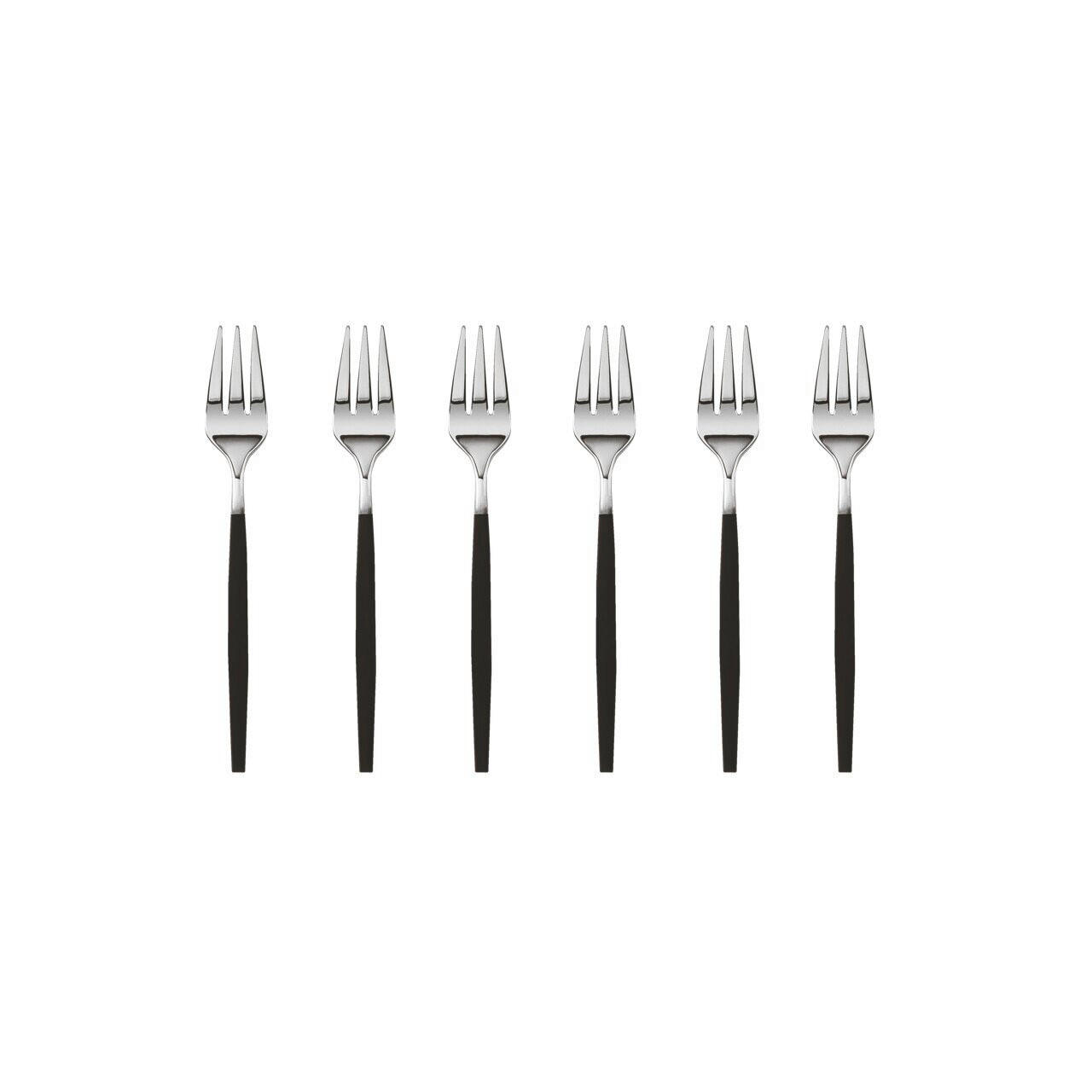BESTECKSET Siro - Edelst./schw.Griff 6-teilig Edelstahl  für 6 Personen  - Schwarz, Basics, Metall (18,1/11/3,1cm) - Sambonet