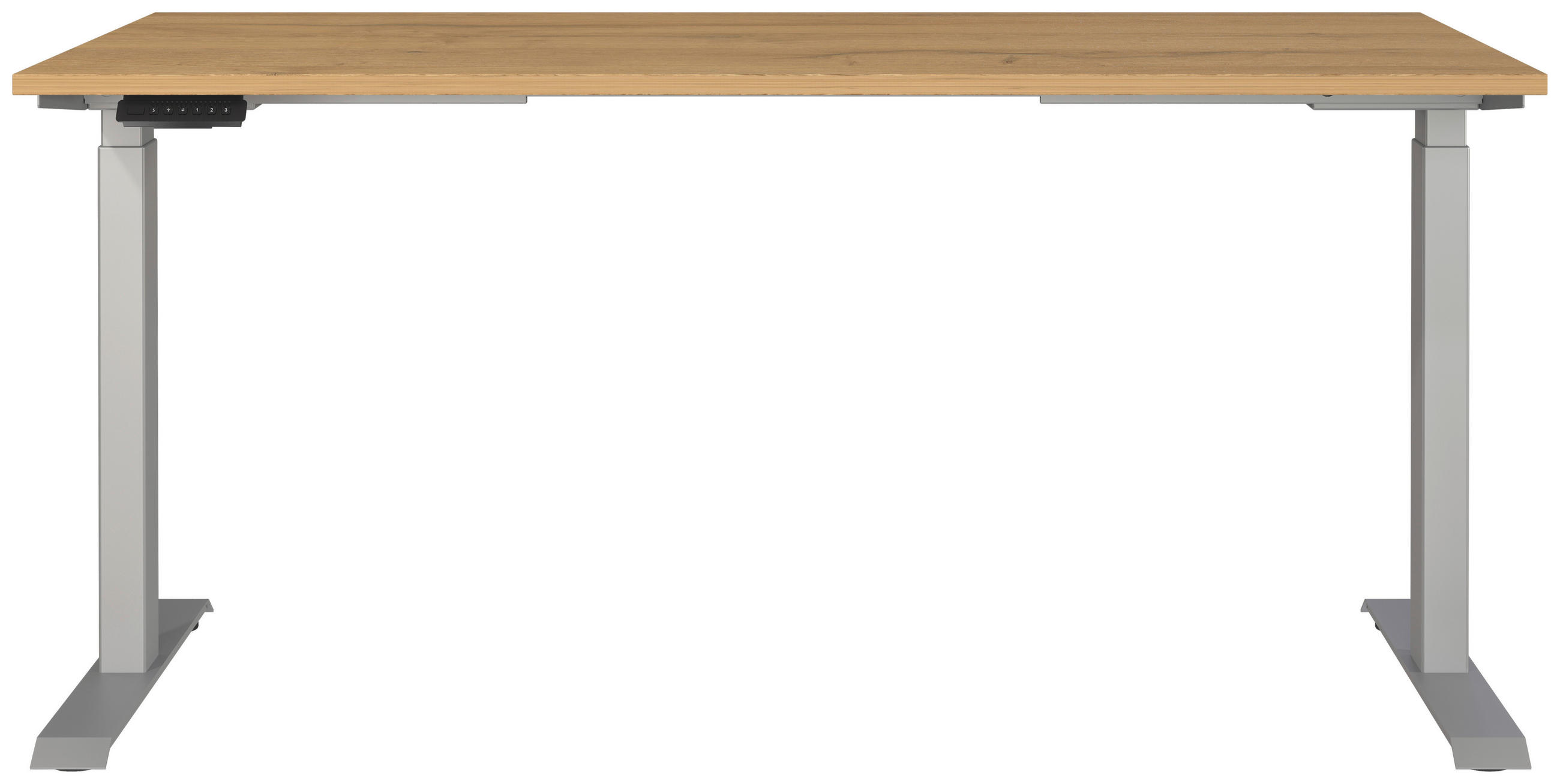 SCHREIBTISCH 160/80/72-118 cm  in Silberfarben, Eichefarben, Braun  - Eichefarben/Silberfarben, MODERN, Holzwerkstoff/Metall (160/80/72-118cm) - Novel