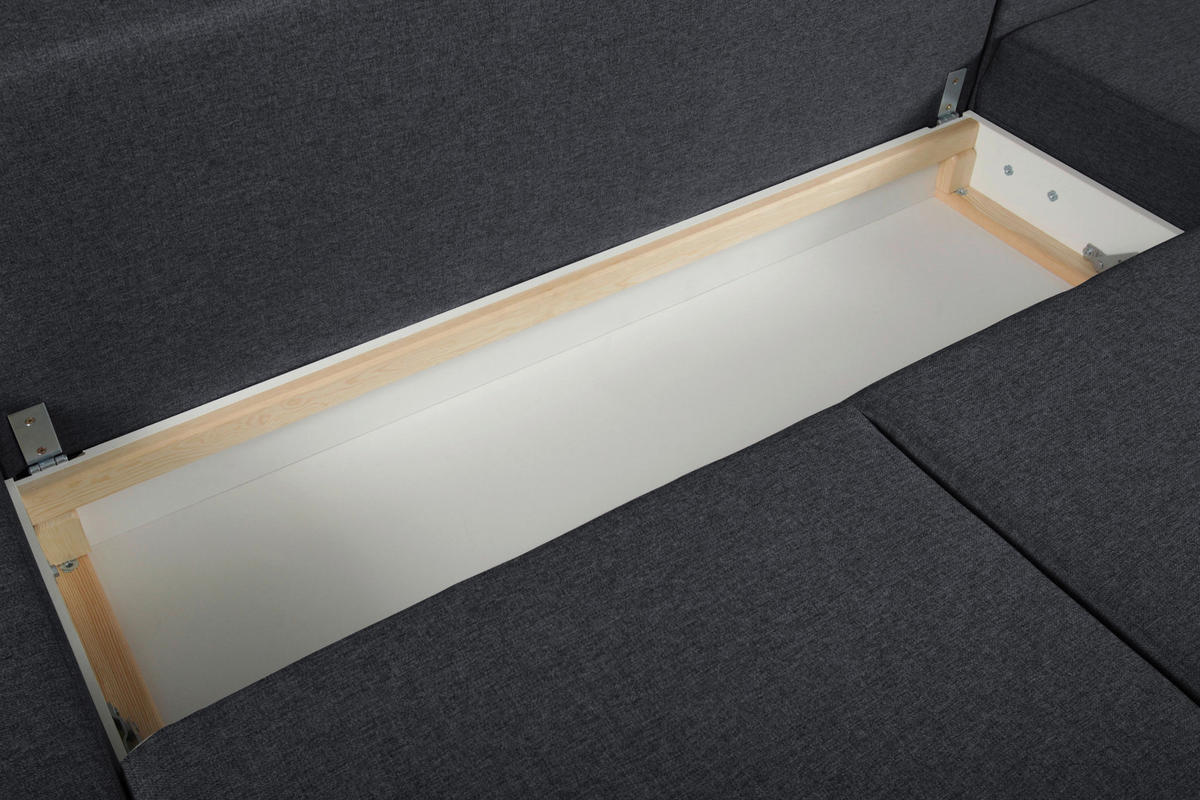 ECKSOFA in Webstoff Dunkelgrau  - Dunkelgrau/Erlefarben, Trend, Holz/Textil (313/215cm) - MID.YOU