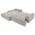 Ecksofa mit Funktion Grau Flachgewebe Zierkissen, Rückenkissen, Bettkasten, Schlaffunktion, Rücken echt, Liegefläche im Originalstoff  - Schwarz/Grau, KONVENTIONELL, Kunststoff/Textil (190/277cm) - Carryhome