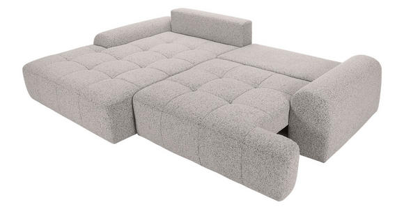 Ecksofa mit Funktion Grau Flachgewebe Zierkissen, Rückenkissen, Bettkasten, Schlaffunktion, Rücken echt, Liegefläche im Originalstoff  - Schwarz/Grau, KONVENTIONELL, Kunststoff/Textil (190/277cm) - Carryhome