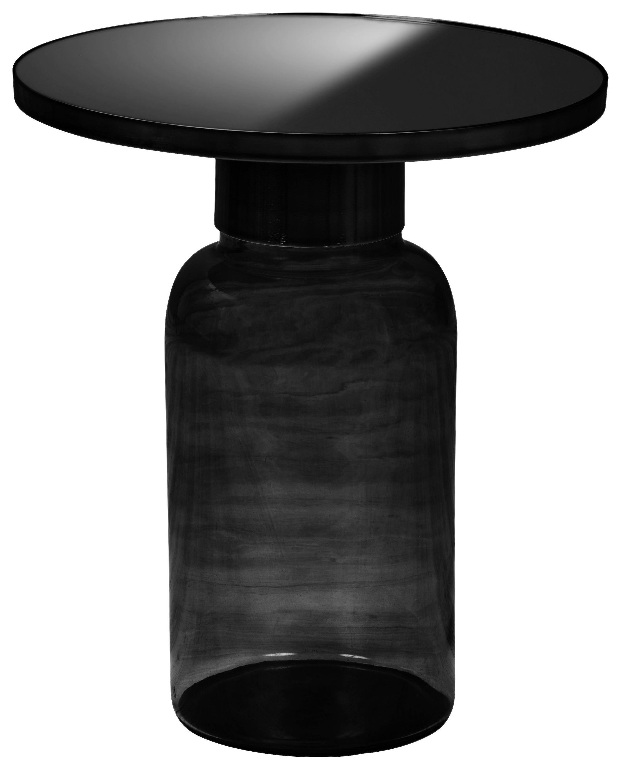 BEISTELLTISCH 41/41/46 cm Anthrazit, Schwarz rund  - Anthrazit/Schwarz, Design, Glas/Metall (41/41/46cm) - Livetastic