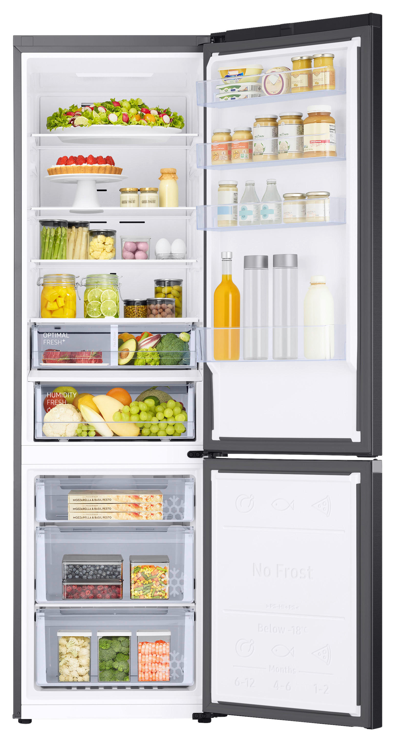 KÜHL-GEFRIER-KOMBINATION RB38C607AB1/EF  - Schwarz, Basics, Glas/Kunststoff (59,5/203/65,8cm) - Samsung