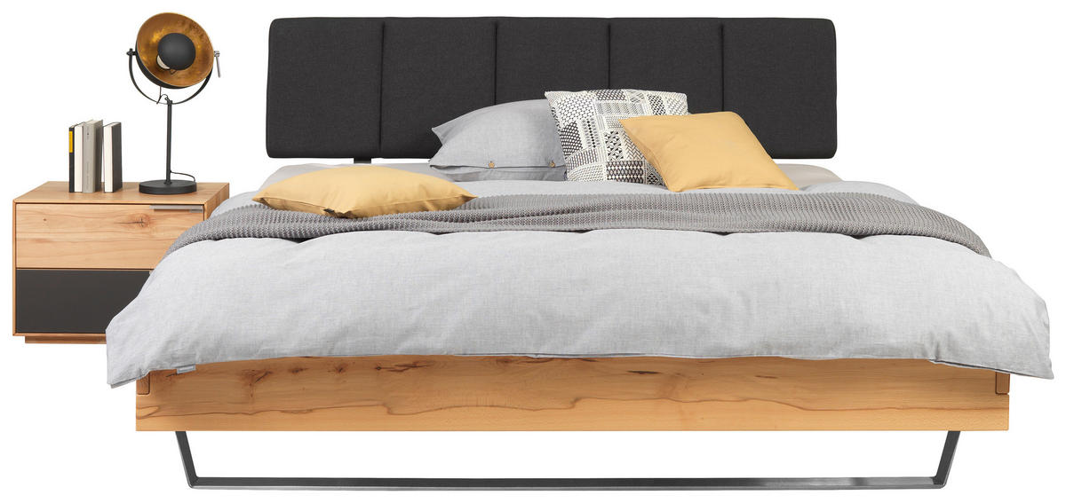 BETT 160/200 cm  in Anthrazit, Buchefarben  - Anthrazit/Buchefarben, Natur, Holz/Textil (160/200cm) - Valnatura