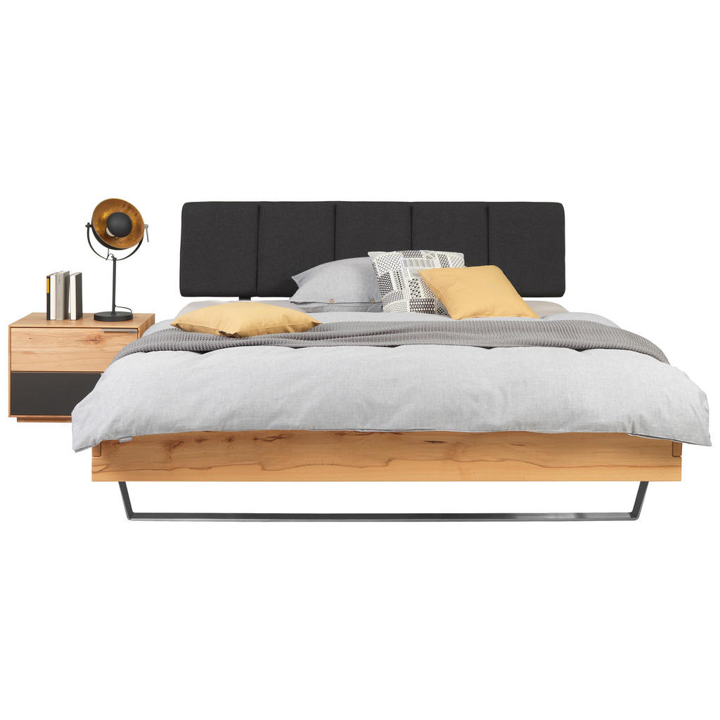 Thumbnail - Valnatura Bett, Anthrazit, Buche, Holz, Textil, Wildkernbuche, massiv, 200x210 cm, in verschiedenen Holzarten erhältlich...