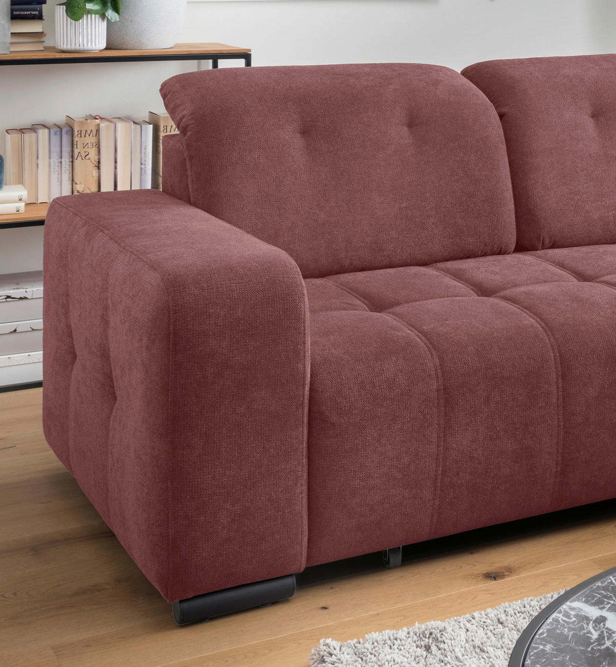 ECKSOFA VICARI Rosa Mikrofaser Kopfteilverstellung, Sitzvorzug  - Schwarz/Rosa, MODERN, Textil/Metall (292/185cm) - Livetastic