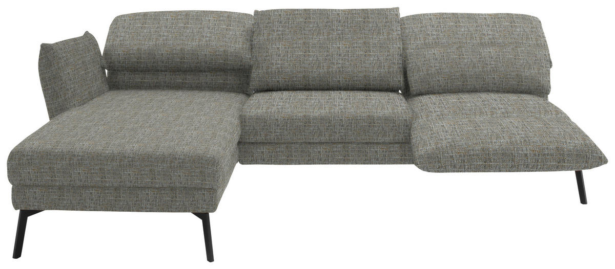 ECKSOFA in Flachgewebe Taupe  175/277 cm  - Taupe/Schwarz, Design, Textil/Metall (175/277cm) - Schöner Wohnen