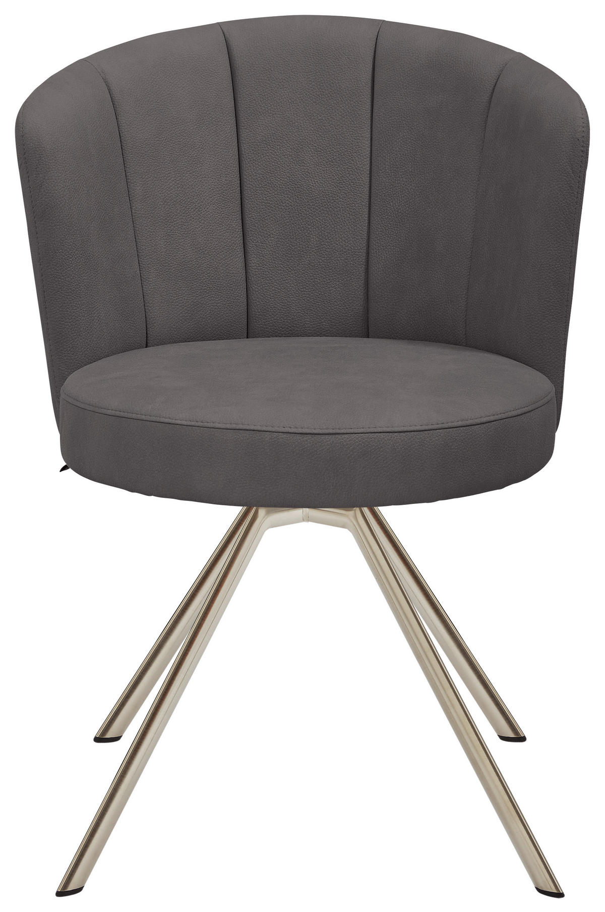 STUHL drehbar Mikrofaser Edelstahlfarben, Mokka  - Edelstahlfarben/Mokka, Design, Textil/Metall (62/83/64cm) - Venjakob