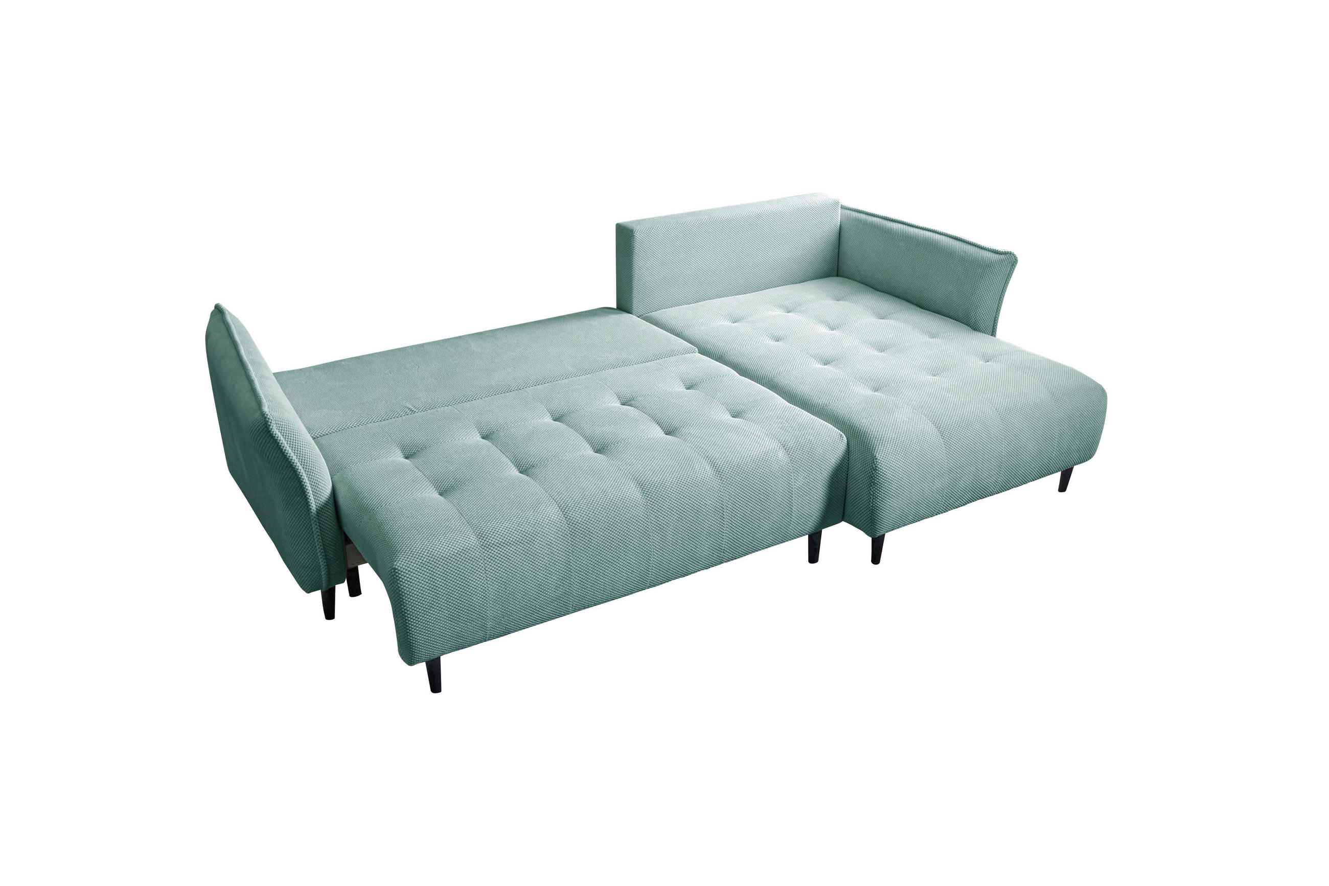 ECKSOFA MONTE CARLO Mintgrün Struktur, Plüsch  - Schwarz/Mintgrün, Trend, Textil (290/160cm) - MID.YOU