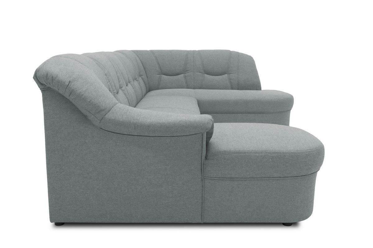 WOHNLANDSCHAFT Mintgrau Mikrofaser  - Mintgrau/Schwarz, KONVENTIONELL, Kunststoff/Textil (146/295/180cm) - MID.YOU