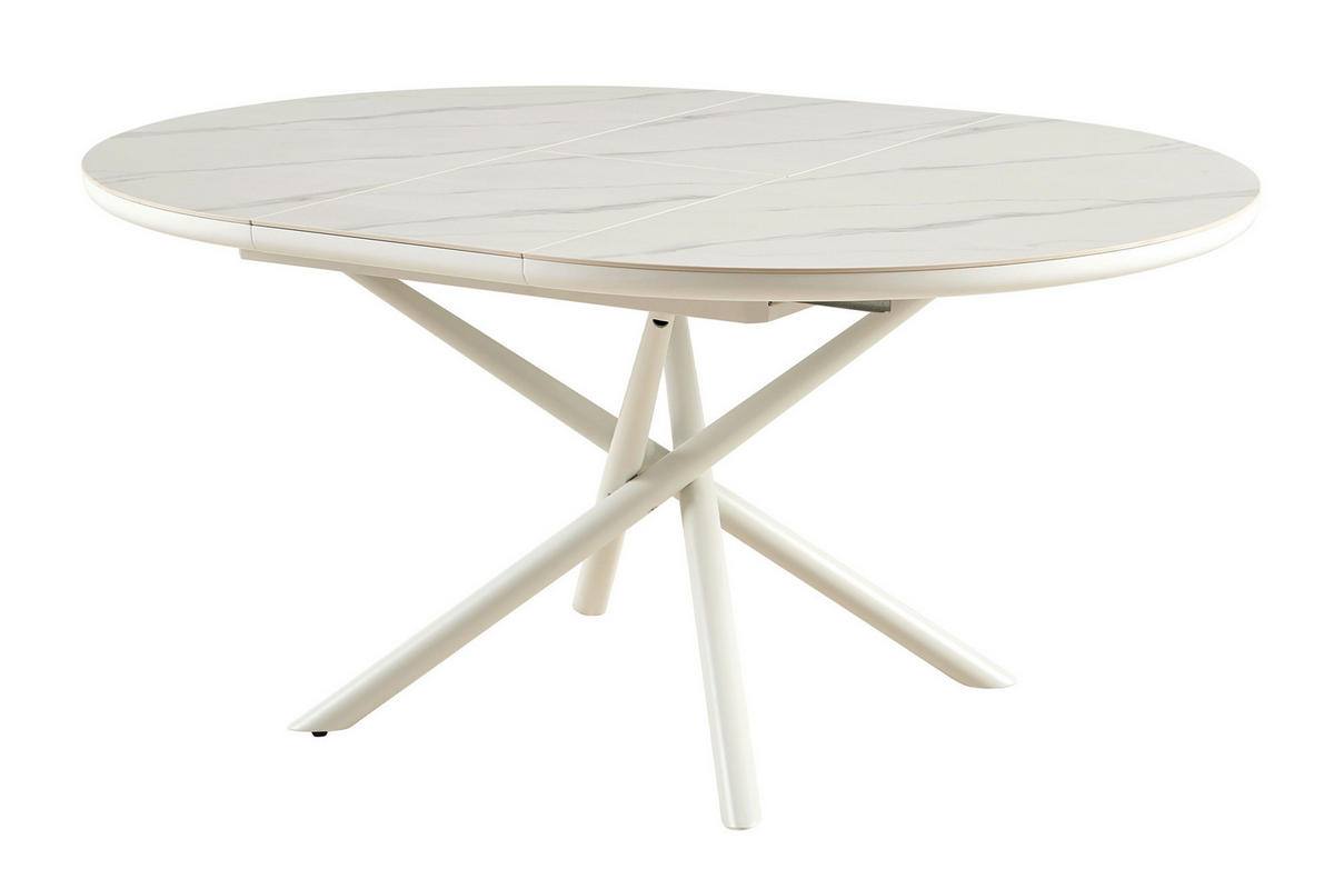 ESSTISCH Weiß rund  ausziehbar  - Weiß, MODERN, Keramik/Holzwerkstoff (120-160/120/76cm) - Livetastic