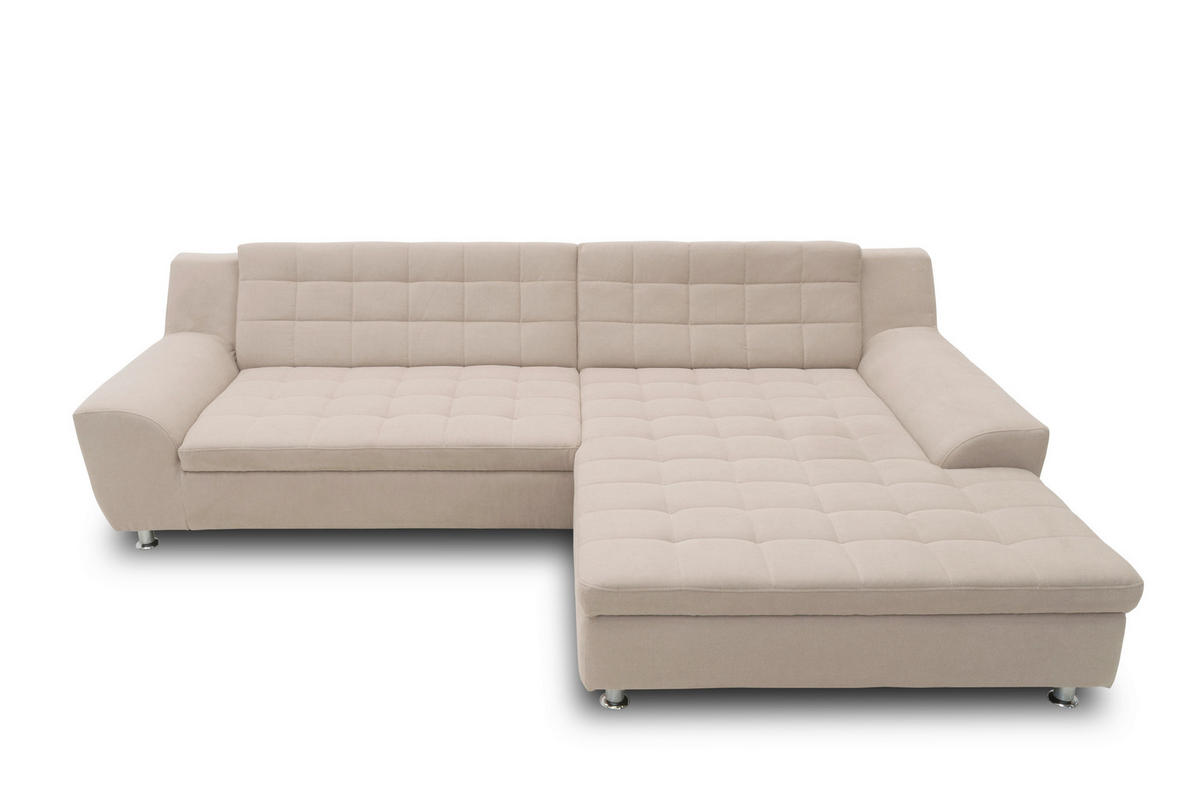 ECKSCHLAFSOFA MORTON Taupe Mikrofaser  - Taupe/Chromfarben, MODERN, Textil/Metall (304/200/84cm) - MID.YOU