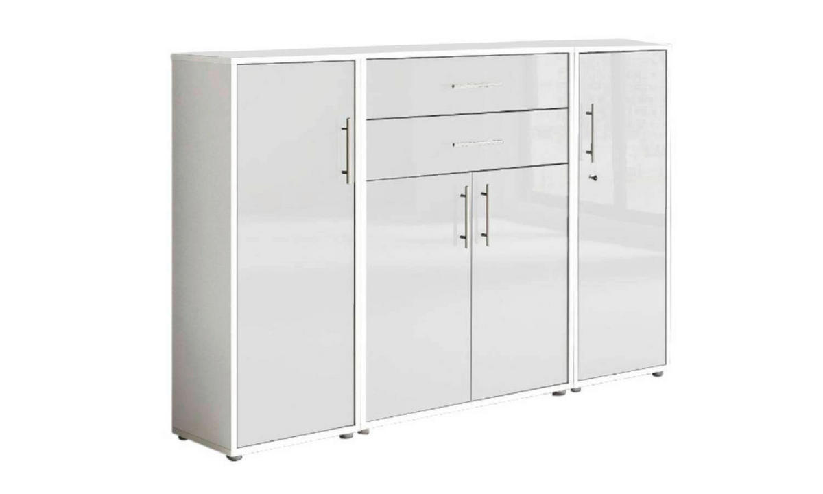 AKTENSCHRANK 172,6/113,6/33 cm  - Weiß Hochglanz/Weiß, MODERN, Holzwerkstoff (172,6/113,6/33cm) - MID.YOU