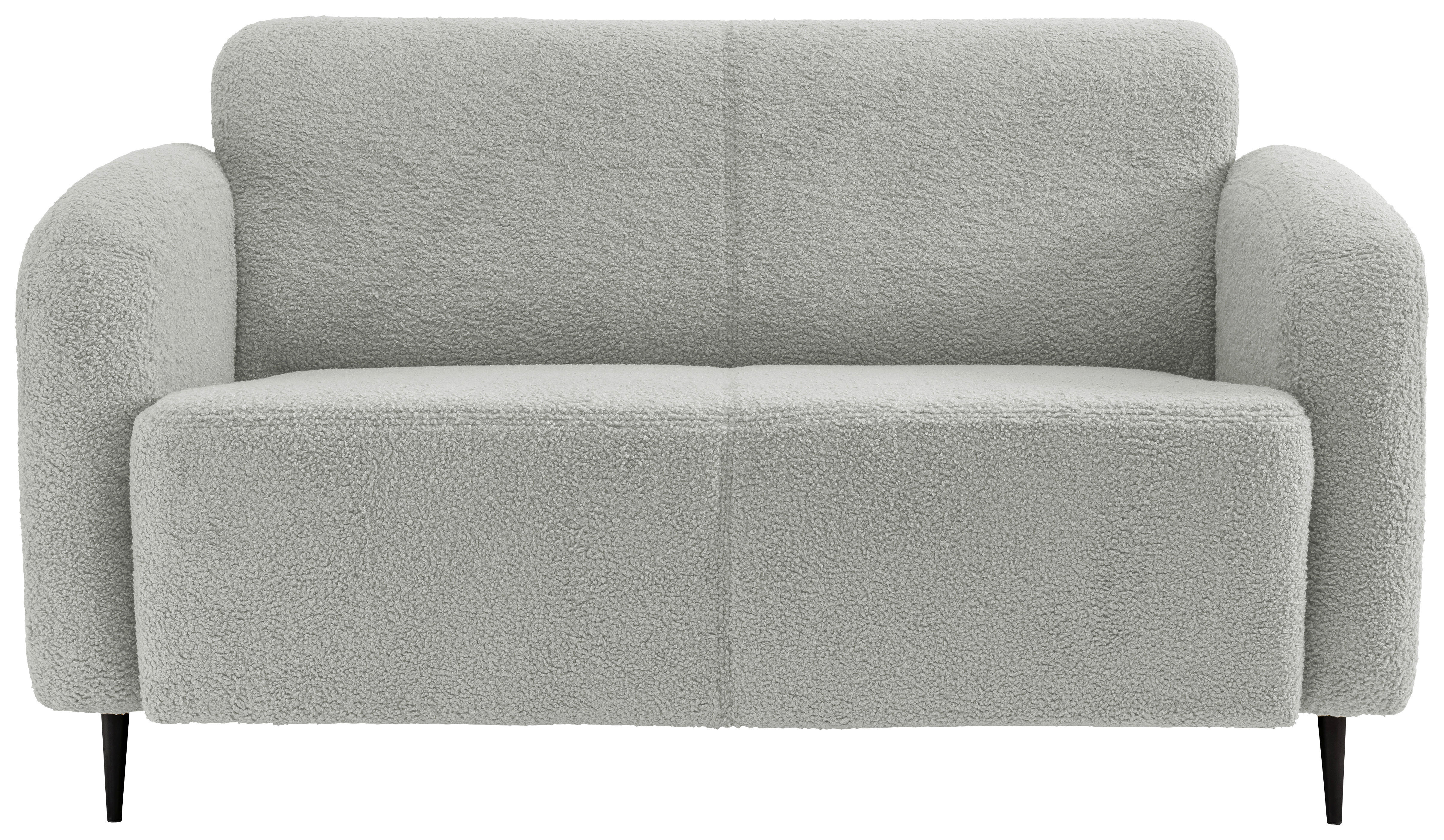 2-SITZER-SOFA Teddystoff Hellgrau  - Hellgrau/Schwarz, MODERN, Textil/Metall (140/76/90cm) - Livetastic