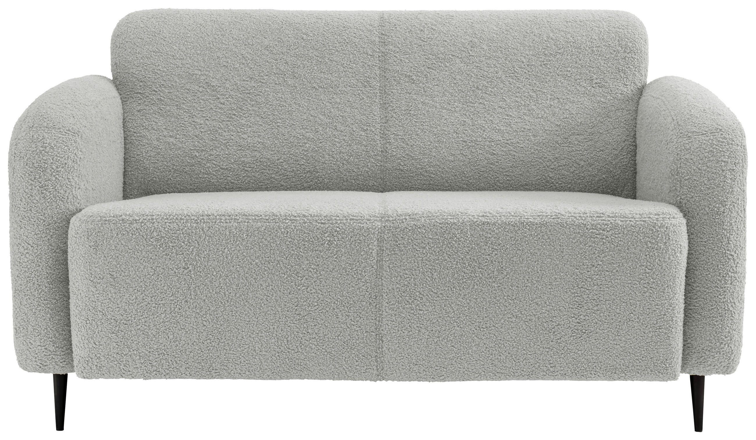 2-SITZER-SOFA Teddystoff Hellgrau - Hellgrau/Schwarz, MODERN, Textil/Metall (140/76/90cm) - Livetastic