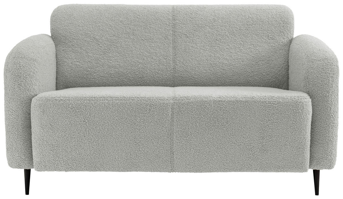 2-SITZER-SOFA Teddystoff Hellgrau  - Hellgrau/Schwarz, MODERN, Textil/Metall (140/76/90cm) - Livetastic